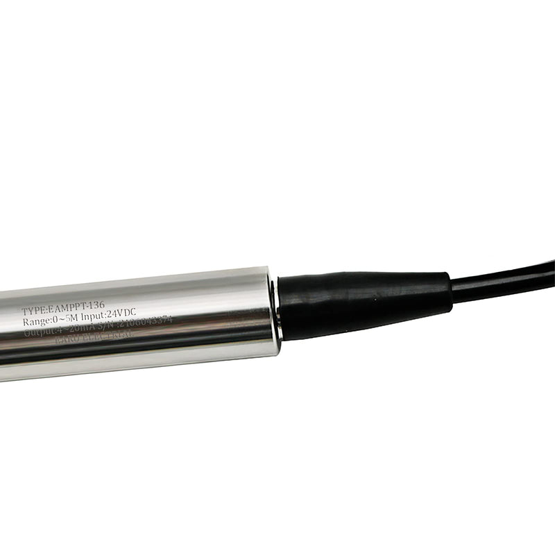 4-20MA Output Integral Level Transmitter Liquid Oil Water Level Sensor Probe 304 Stainless Steel with 0-5M Measure Range 6M Cable Detect Controller Float Switch for Pump DC10-30V Power Supply