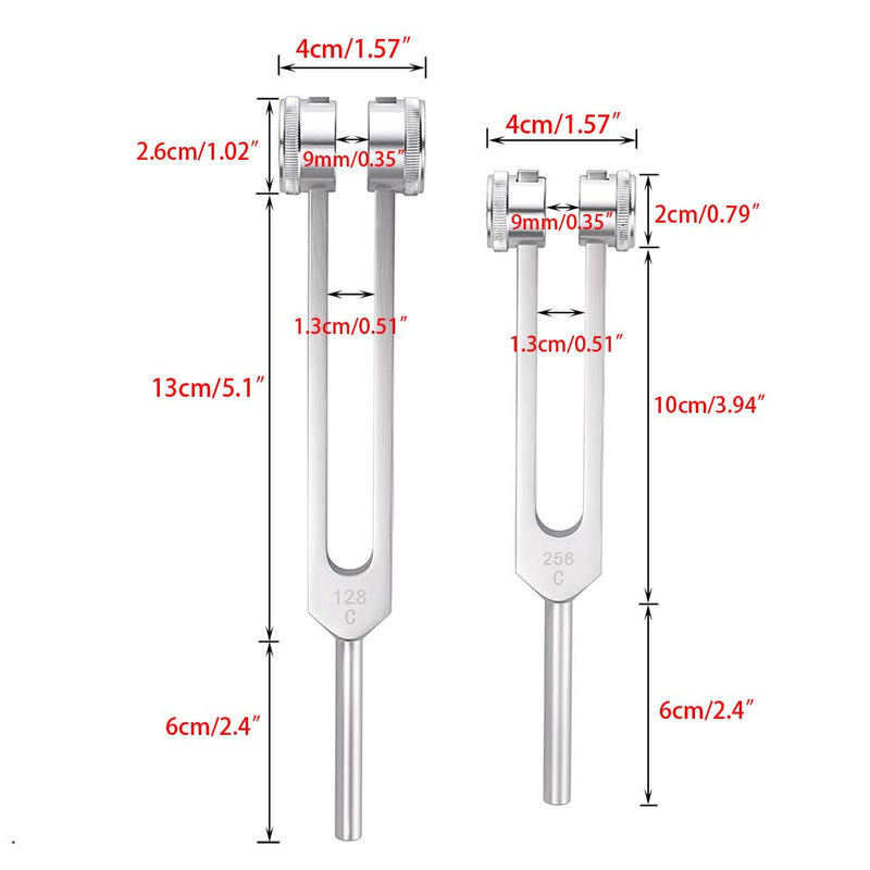 OwnMy Tuning Fork 128 Hz Medical Healing Instrument with 256 Hz Tuning Fork for Healing, Aluminum Alloy Tuning Fork Set with Silicone Hammer and Cleaning Cloth