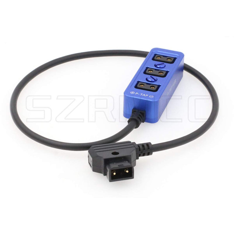 SZRMCC D-tap Male to 3 Port P-tap Hub Metal Splitter Power Cable with Screw Holes for ARRI RED Cameras accesories (Blue) Blue
