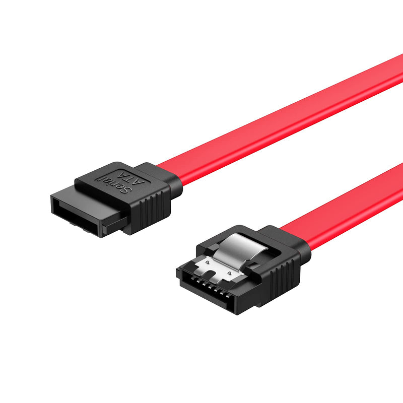 SATA III Cable, CableCreation [10-Pack] 8-inch SATA III 6.0 Gbps 7pin Female to Female Data Cable with Locking Latch, Red 0.6FT[10-Pack] Straight-Straight