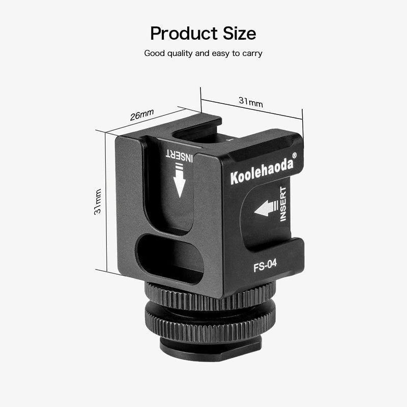 koolehaoda Aluminium Cold Shoe Mount Adapter Video Accessory Quadruple Cold Shoe Bracket for Lights, LED Monitors, Microphones, Audio Recorder & Studio Flash Video Camera FR-04 Hot Shoe