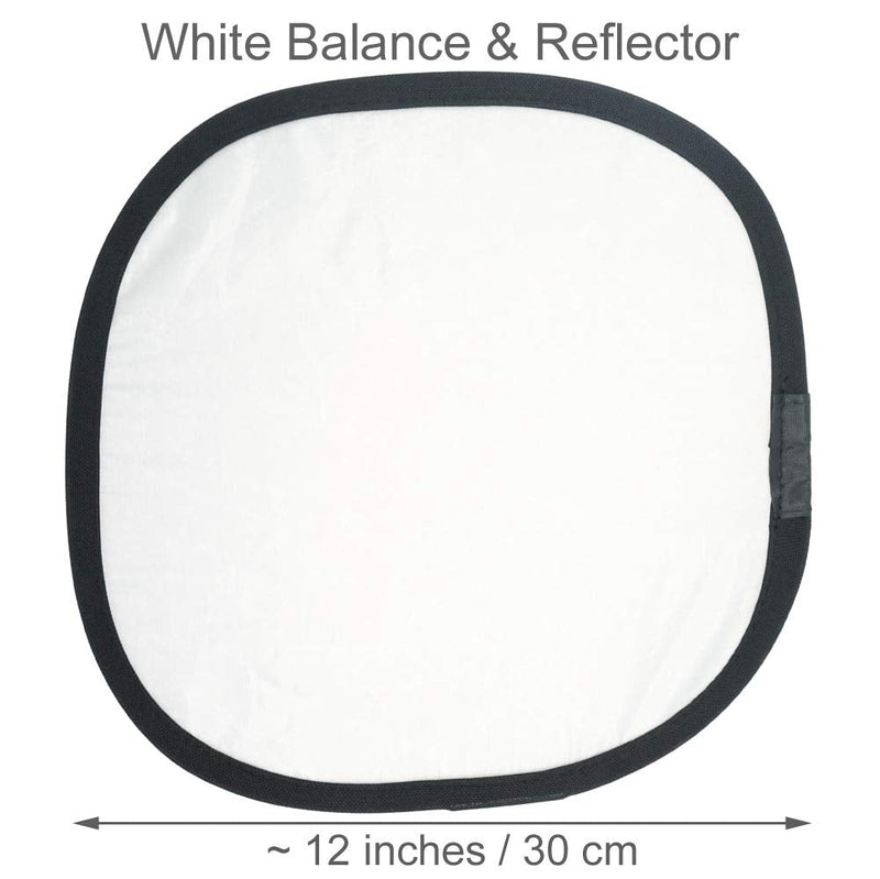 Foto&Tech Double-Sided 18% Gray Card and White Balance Disc, Gray and Neutral White Panel with Nylon Bag and Cable Tie, Collapsible Reference Reflector Focus Board for Camera Photography (12"/30cm) 12"/30cm