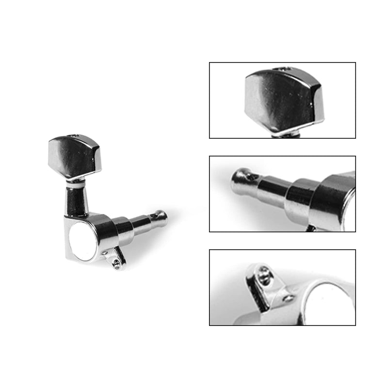 Cheerock 12Pcs Guitar String Tuning Pegs Tuner, Silver Machine Heads Knobs for Electric & Acoustic Guitar 6L 6R