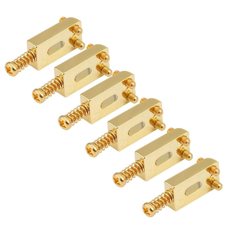 6 Pcs Electric Guitar Tremolo Saddles Bridge for Electric Guitar Replacement with Wrench Gold