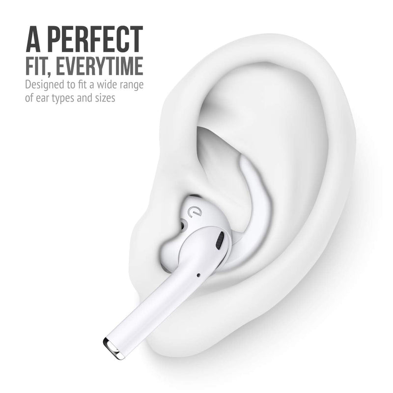 KeyBudz EarBuddyz 2.0 Ear Hooks and Covers Accessories Compatible with Apple AirPods or EarPods Headphones/Earphones/ Earbuds (3 Pairs) (Clear) Clear
