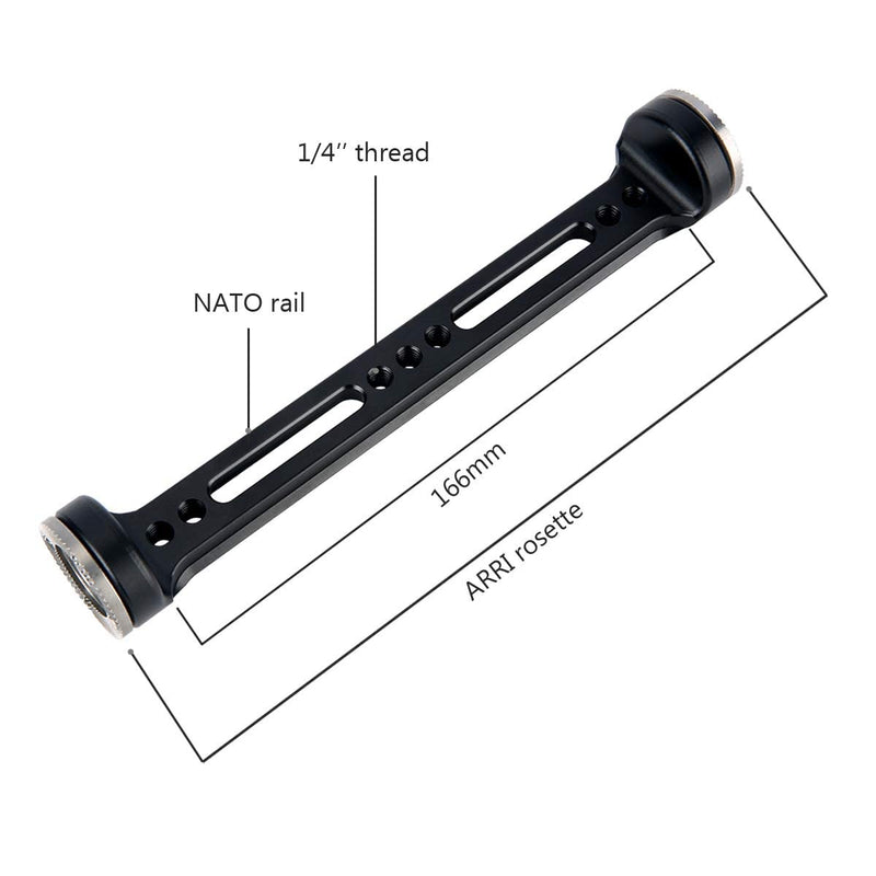 NICEYRIG Extended NATO Rail with Dual Rosette Mount, 6.5 Inch Long Rail for RED Kinefinity Cinema Camera Camcorder Steady Video Shooting Support - 425