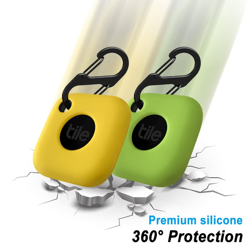 [AUSTRALIA] - Geiomoo Silicone Case for Tile Mate 2022, Soft Scratch Resistant Cover with Carabiner (2 Pack Yellow+Fluorescent Green) 2 Pack Yellow+Fluorescent Green 