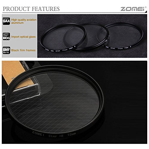 ZoMei 77mm Star-Effect Cross Starburst Twinkle Lens Kit + 4 Points Star Filter + 6 Points Star Filter + 8 Points Star Filter Set for Canon Nikon