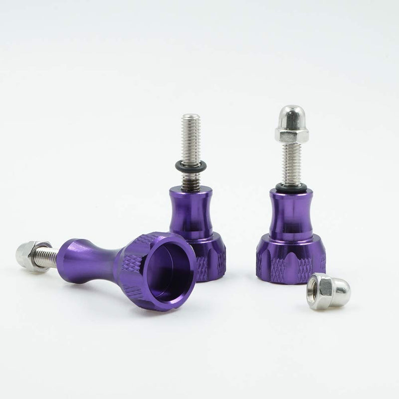 SLFC 3 Pcs Aluminum Alloy Thumbscrews for GoPro Hero 2018, GoPro Fusion, GoPro Hero 8/7/6/5/4/3/2/1 and DJI Osmo Action, 8 Colors, Very Durable, Standard Camera Mounts Screws (Purple) Purple