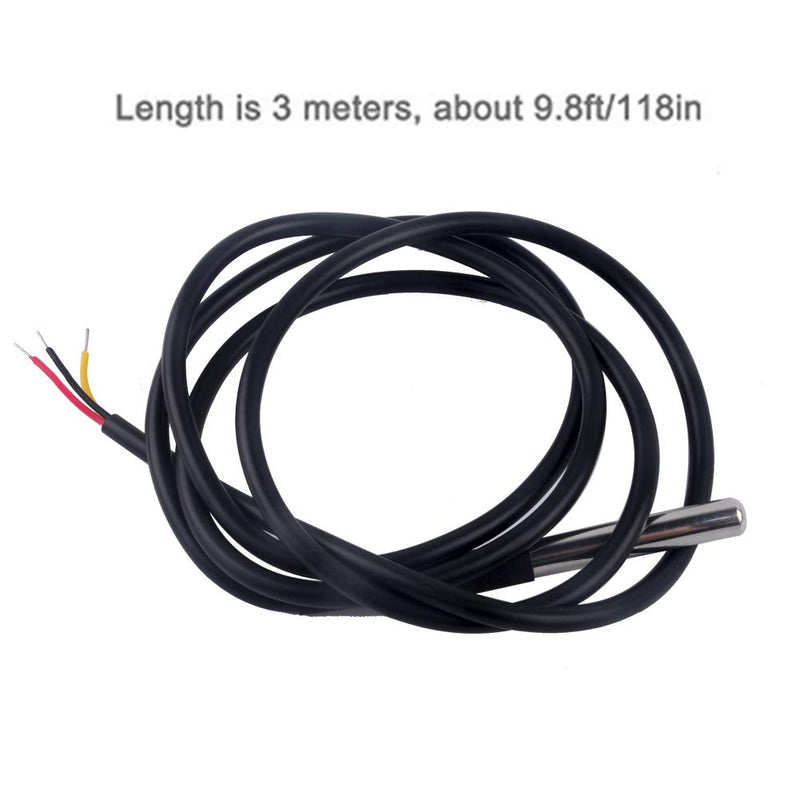 Geekstory 5PCS DS18B20 Temperature Sensor, Waterproof Temp Digital Thermal Stainless Steel Tube Probe 3M 118.1 inch with 4.7KΩ Resistor for Raspberry pi, Arduino 3 Meters DS18B20 Temperature Sensor