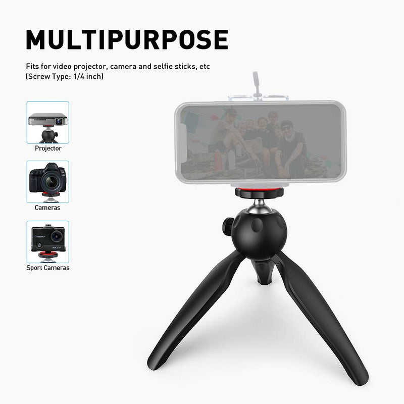 Projector Stand, Crosstour Lightweight Mini Tripod PS10, 360 Degrees Rotatable Ball Heads for Crosstour Projector P600 / S100 / Action Cam/Webcam