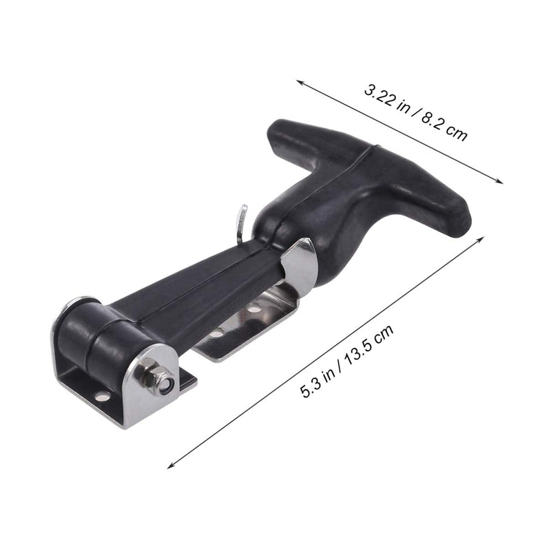 Baluue Catch Flexible T-Handle Hasp Elastic Stainless Steel Rubber Hood T-Handle Draw Latches T-Handle Hasp with Brackets for Tool Box, 2pcs