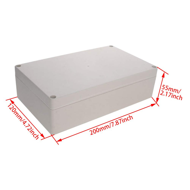 Fielect 2PCS Junction Box, ABS Plastic IP65 Waterproof Electrical Box Case Universal Electrical Project Enclosure, 7.87" x 4.72" x 2.17" 2Pcs 200x120x55mm(L*W*H)