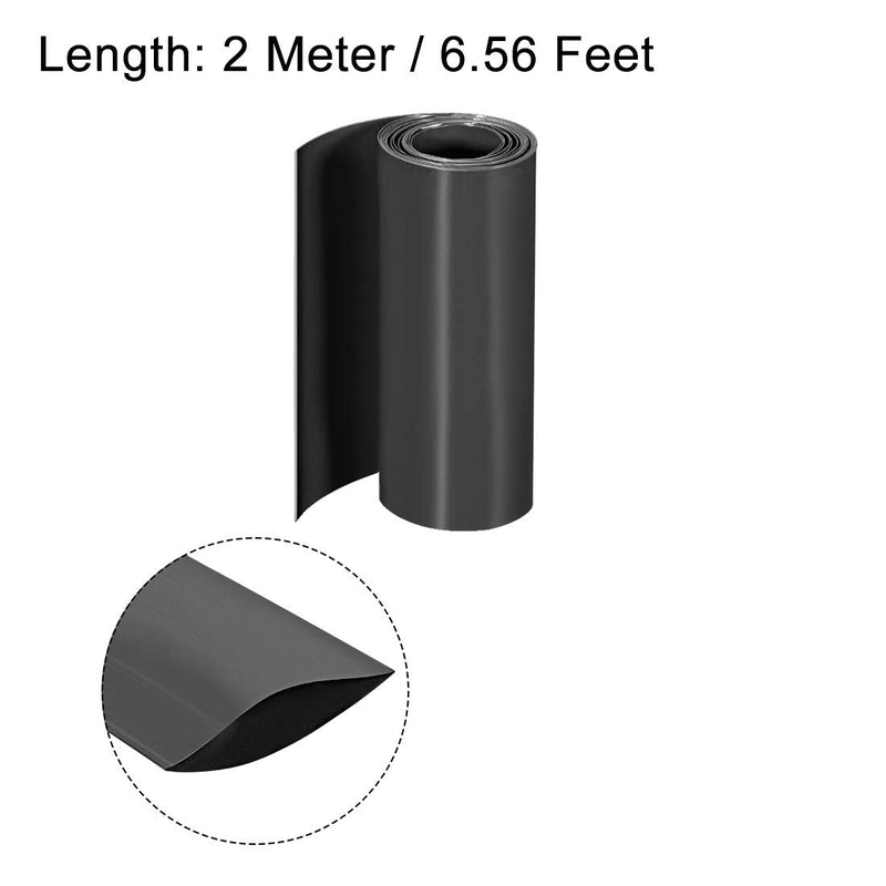 uxcell PVC Heat Shrink Tube 125mm Flat Width Wrap for Dual Layer 18650 2 Meter Black