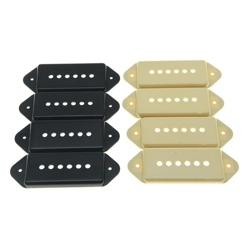 KAISH Pack of 4 Black Plastic P90 Dog Ear Pickup Covers Dog Ear Guitar Pickup Cover Pole Spacing 1-15/16"(49.2mm)