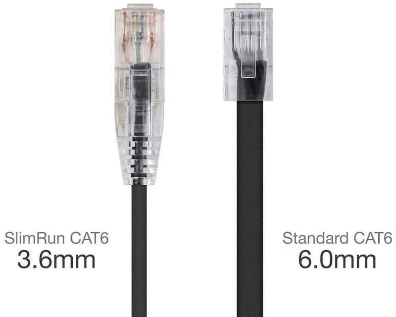 [AUSTRALIA] - Monoprice Cat6 Ethernet Patch Cable - 10 Feet - Black | Network Internet Cord - Snagless RJ45 Stranded 550MHz UTP CMR Riser Rated Pure Bare Copper Wire 28AWG - SlimRun Series 
