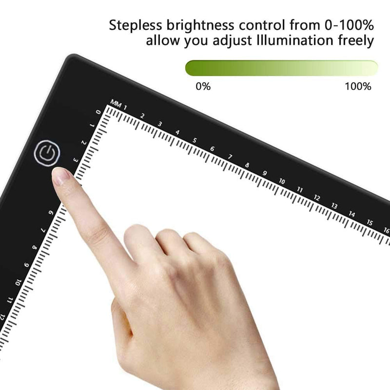 Vanessa A4 LED Light Pad - Super Bright USB Powered Professional Light Box Dimmable Brightness Light Board for Artists Drawing Sketching Animation Designing Stencilling X-ray Viewing