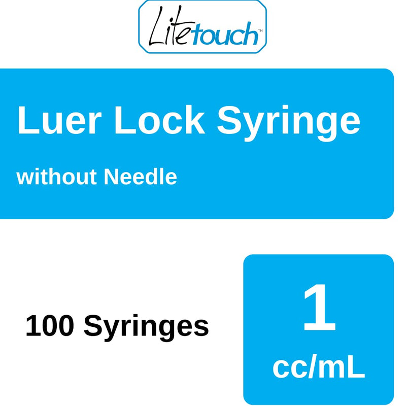Litetouch 1ml Luer Lock Syringe, Sterile, Individually Sealed - 100 Syringes per Box (no Needle)