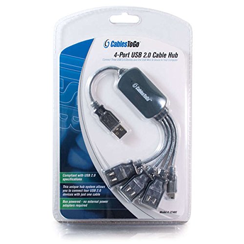 C2G USB Hub, 4 Port USB Hub Cable, USB Cable, 11 Inches, Grey, Cables to Go 27402