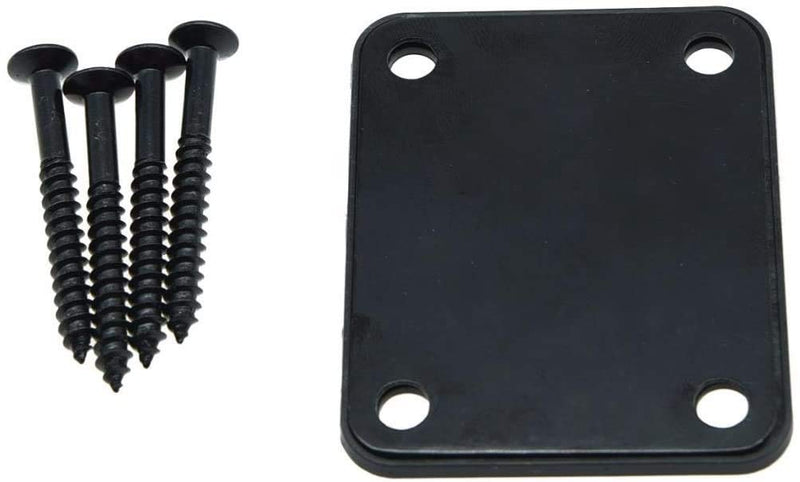 Jiayouy 2 Pack Guitar Neck Plate with Mounting Screws Metal Neckplate for Strat Tele Style Electric Guitar Replacement Black