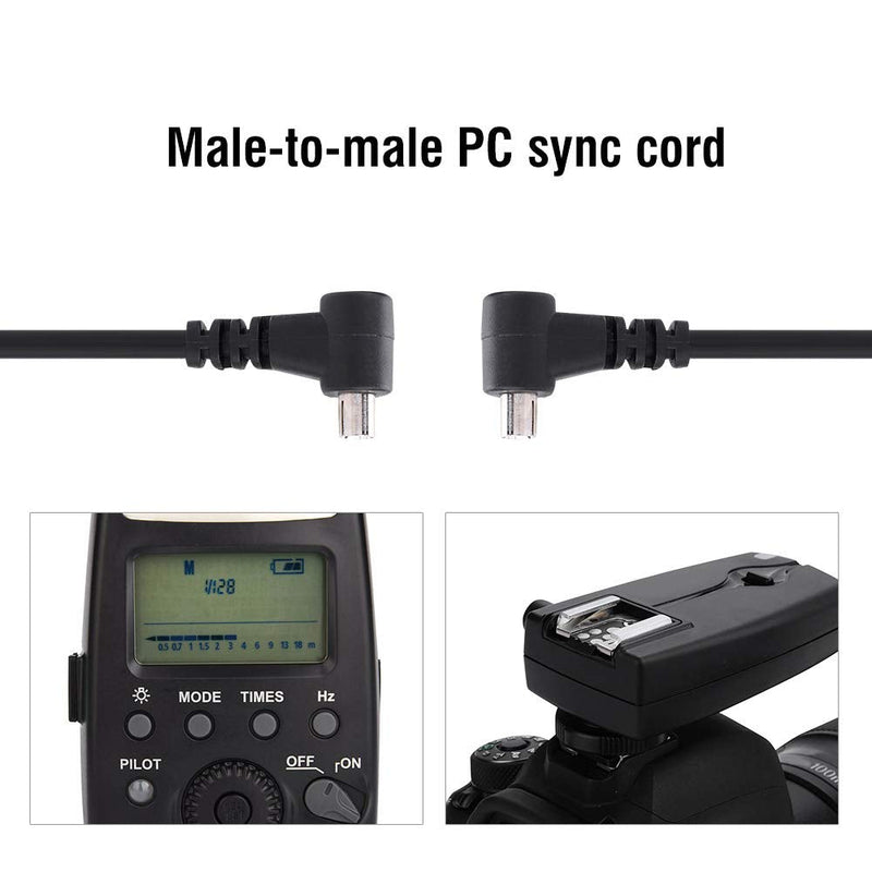 Acouto 30cm Flash Sync Cable PC-PC Male to Male Flashlight Camera Connector Sync Cable Cord