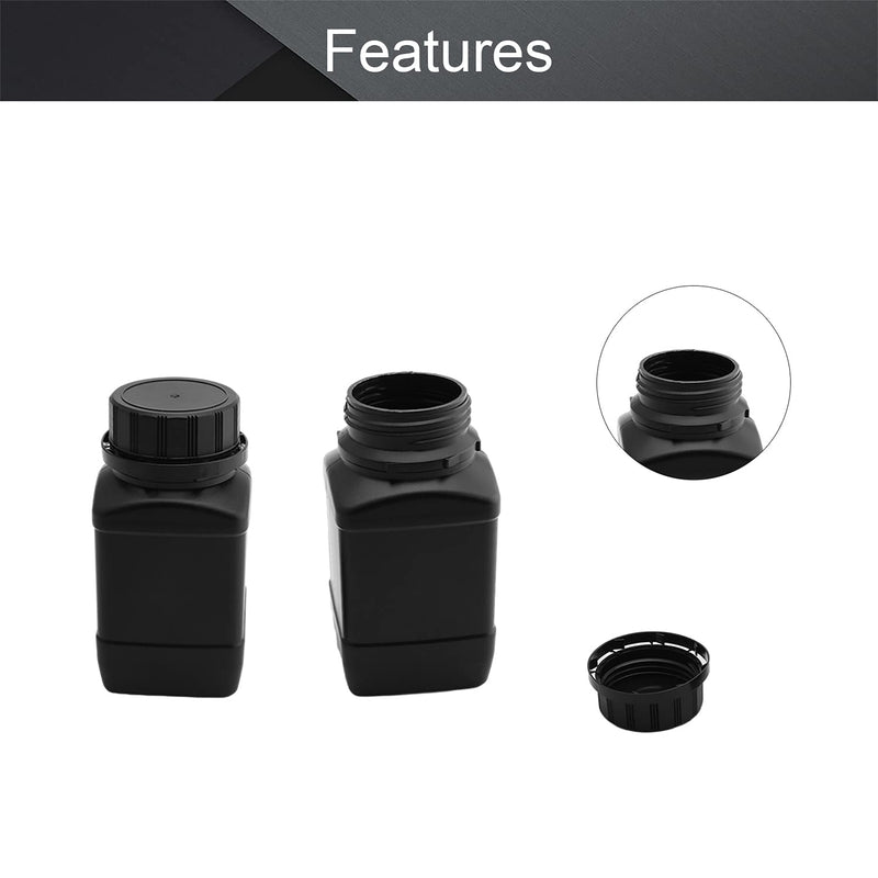 Othmro Plastic Lab Chemical Reagent Bottle, 250ml Wide Mouth Sample Sealing Liquid/Solid Storage Bottles, Black 1pcs 1pcs 250ml black
