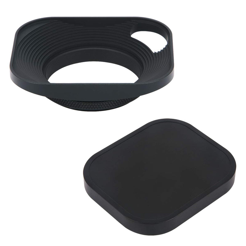[AUSTRALIA] - Haoge LH-B43P 43mm Square Metal Screw-in Lens Hood Hollow Out Designed with Cap for Leica Rangefinder Camera with 43mm E43 Filter Thread Lens Black 