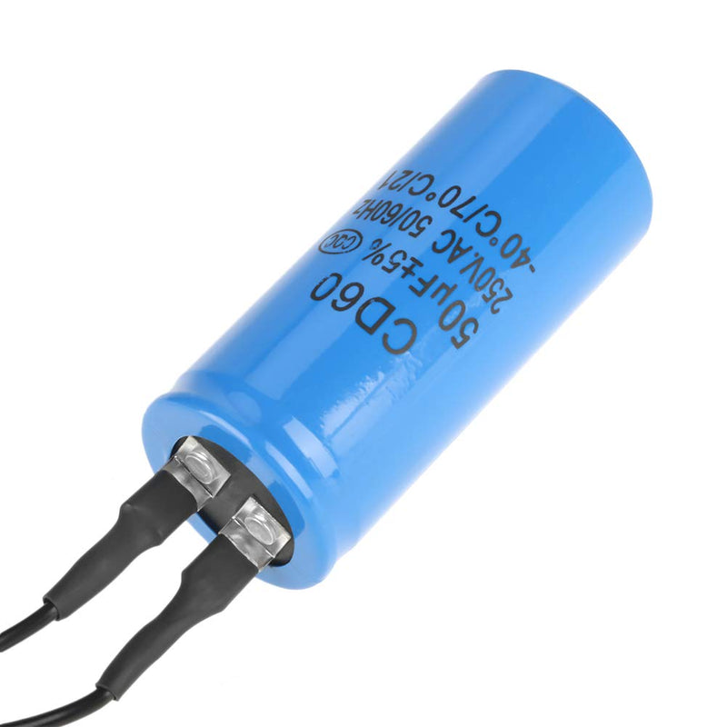 YWBL-WH CD60 Run Capacitor with Wire Lead 50uF 250V AC 50/60Hz for Motor Air Compressor Metallized Polypropylene Film