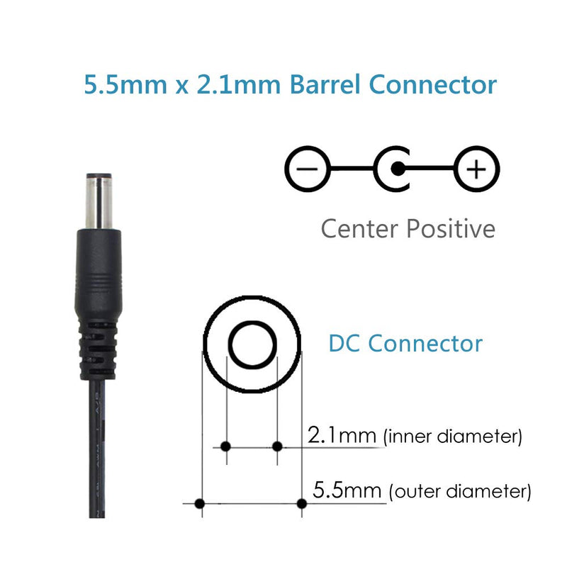 2-Pack AC to DC 12V 0.5A 500mA Power Supply Adapter, Plug 5.5mm x 2.1mm UL Listed FCC
