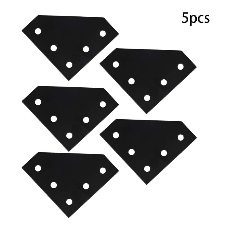 MroMax 5 Pcs Aluminum Alloy Outside Joining Plate 2.36" x 2.36" x 0.16" (L x W x T) with 5Hole Joint Bracket Black