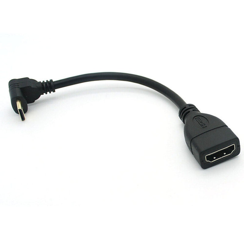 15CM High Speed 90 Degree Mini HDMI Right-Toward Male to HDMI Female Cable Adapter Connector Support 1080P Full HD, 3D (0.15m, Downward Angle). 0.15m