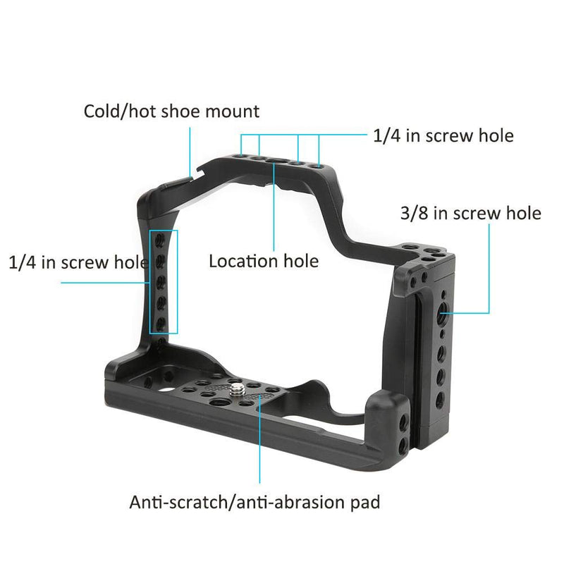 Camera Cage for Canon EOS M50/M5, Aluminum Alloy Protective Frame Case Expansion Stabilizer Rig with Handle and 1/4" 3/8'' Screw Cold Shoe Mount for EOS M50/M5 Mirrorless Cameras