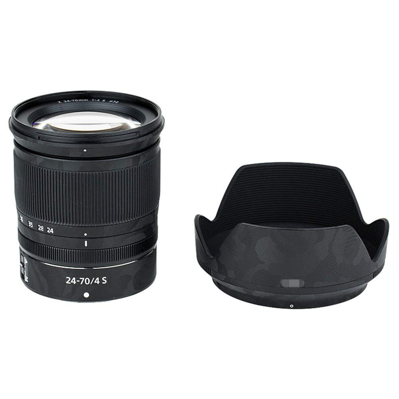 Anti-Scratch Lens and Lens Hood Cover Skin Sticker Protector Film for Nikon Nikkor Z 24-70mm F4 S Lens & HB-85 Lens Hood Anti-Slide Skin Guard Shield - Shadow Black Camouflage Pattern