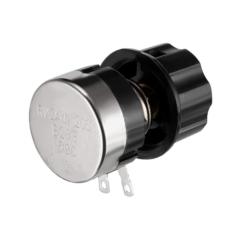 uxcell RV24YN20S B203 20K Ohm Variable Resistors Single Turn Rotary Carbon Film Potentiometer w Knob