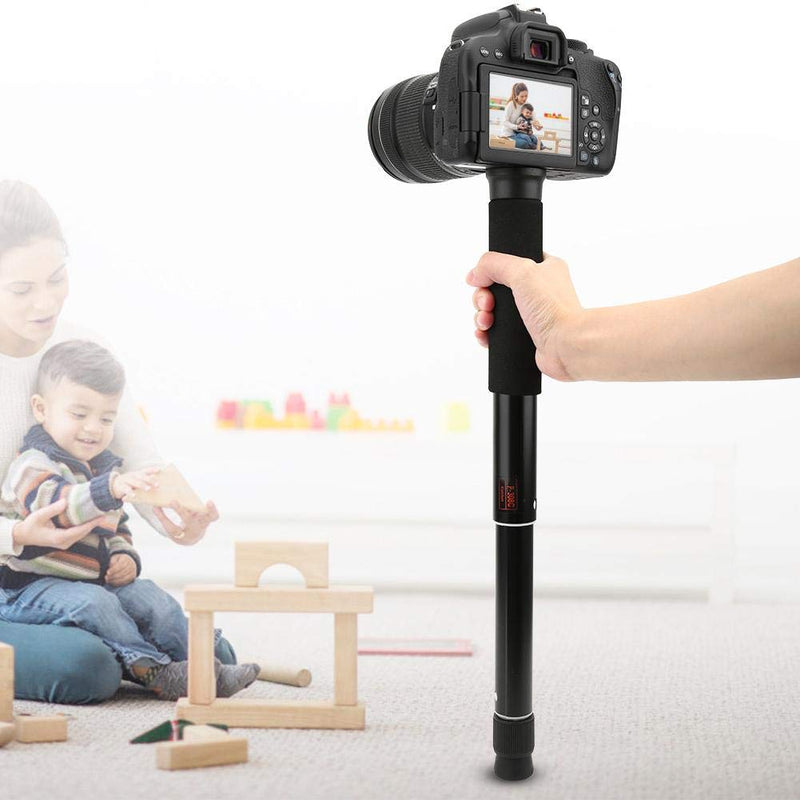 Bewinner1 Portable Monopod 8 Sections Aluminium Alloy Monopod Adjustable Height Maximum Load 5kg, Folding Size is only 28CM for SLR Camera Photography Selfie V-Log (Black2) Black2