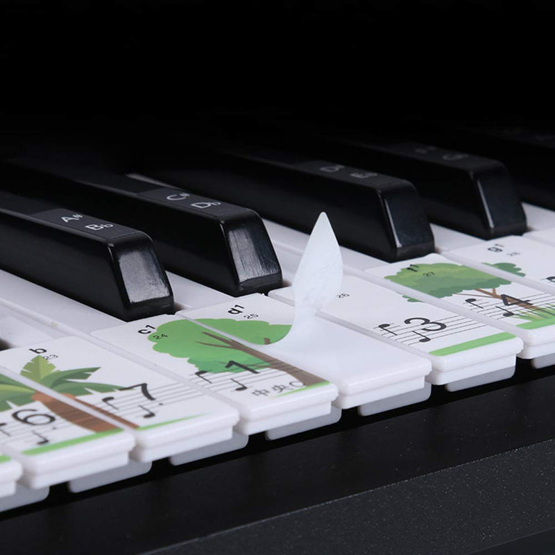 Piano Keyboard Stickers for 88/61/49/37 Key,Green Trees Printed,Thinner PVC Material, Removable, Leaves No Residue, Leaves No Residue Tree-printed