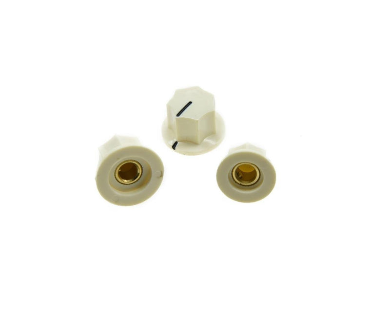 KIAISH Set of 3 Aged White Brass Insert USA Spec 1/4" Jazz J Bass Knobs,Large & Small Knob