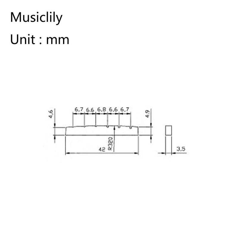 Musiclily Pro Urea Resin Plastic Slotted 42mm Strat Tele Electric Guitar Nuts Flat Bottom for 6-string Fender Stratocaster/Telecaster, Black (Set of 2)