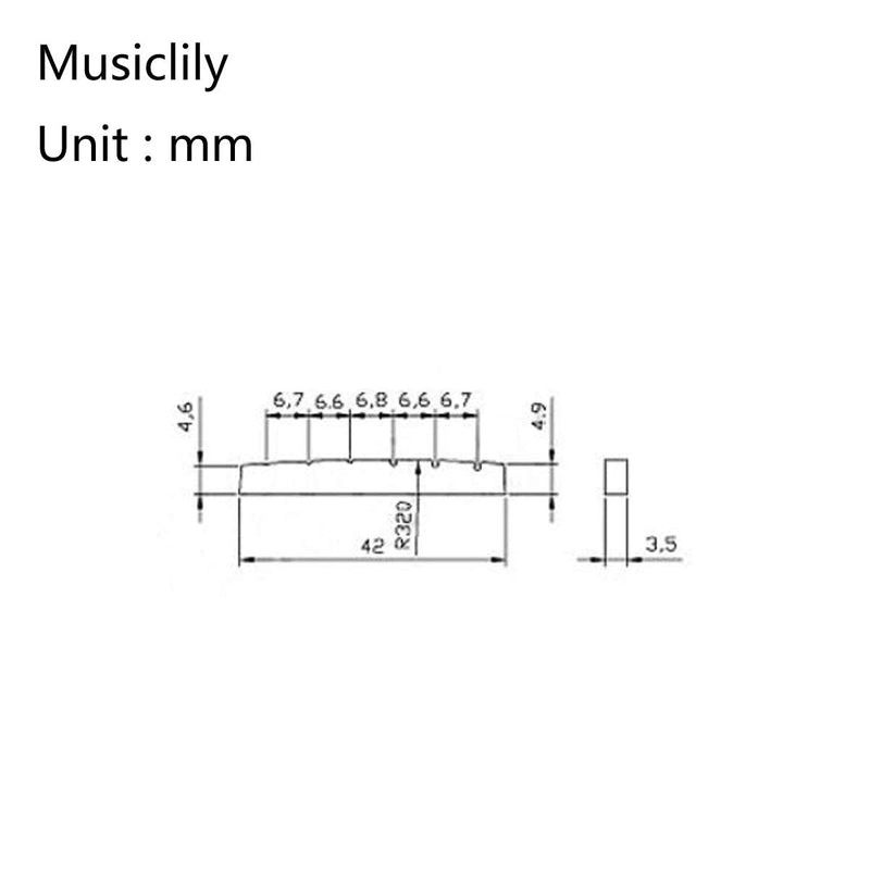 Musiclily Pro Urea Resin Plastic Slotted 42mm Strat Tele Electric Guitar Nuts Flat Bottom for 6-string Fender Stratocaster/Telecaster, Black (Set of 2)