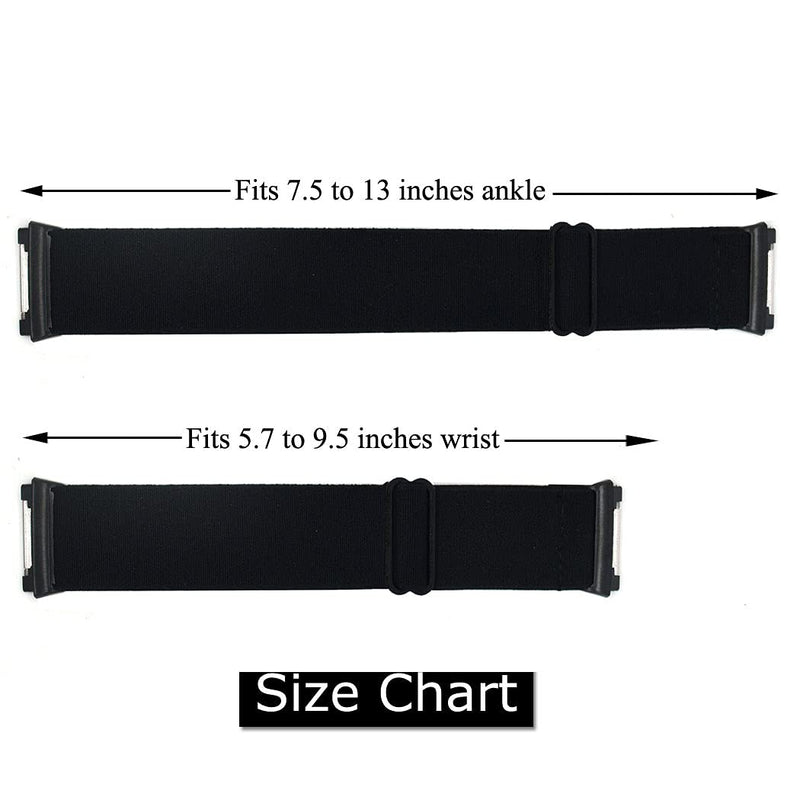 Adjustable Elastic Wrist Band/Ankle Band for Compatible with Fitbit Ionic Smartwatch, Stretchy Band for Men and Women (Black)