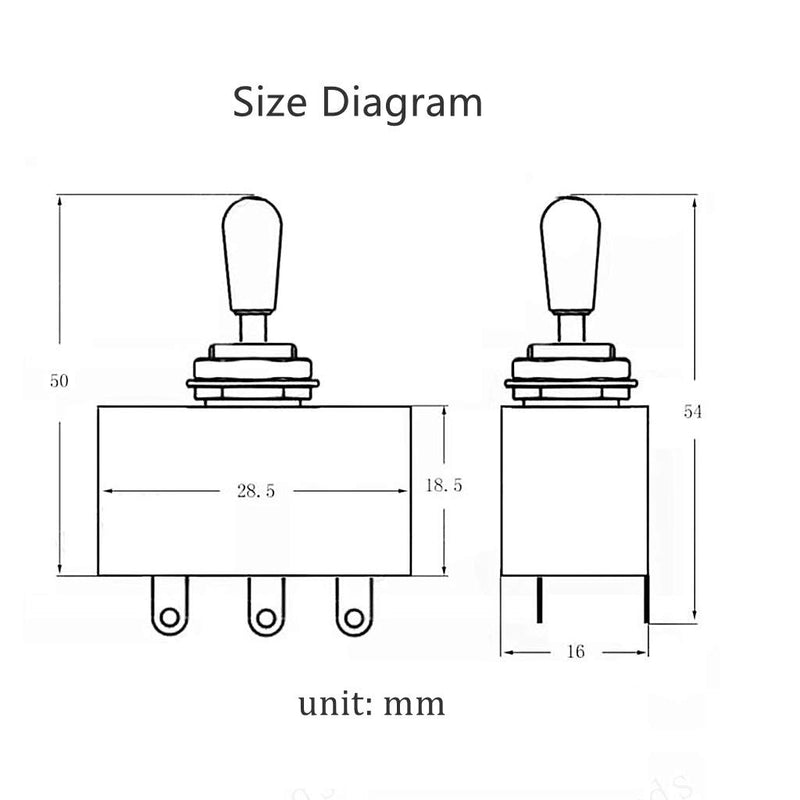 JD.Moon Metal Electric Guitar 3 Way Box Toggle Switch for Les Paul with Brass Tip (Chrome) Chrome