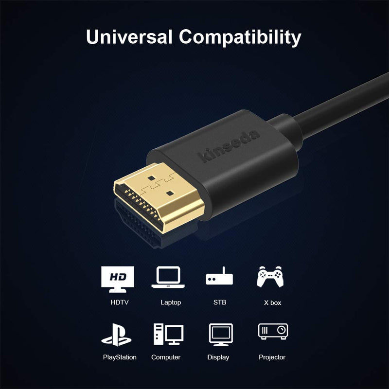 4K HDMI Cable 8ft High Speed 18Gbps HDMI 2.0 Cord Supports to 4K 60Hz UHD 2160p 1080p 3D HDR Ethernet Audio Return（ARC） UL Rated - 1PC