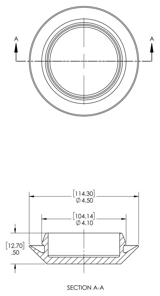 Caplugs ZSI425SQ1 Plastic Button Plug with Flush Type Heads. BPF-SI-425-S, PE-LD, Hole Size 4.00" Metal Thickness .05-.10", Black (Pack of 8)