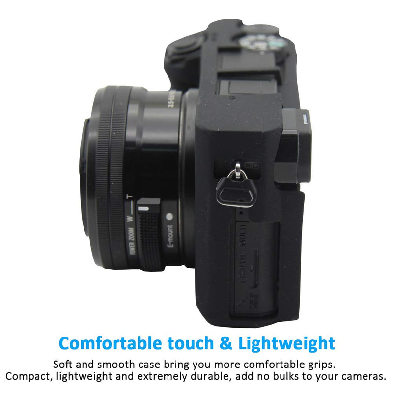 Easy Hood Case for Sony Alpha A6100 A6300 A6400 ILCE-6100 ILCE-6300 ILCE-6400 Digital Camera, Anti-Scratch Soft Silicone Housing Protective Cover Protector Skin (Black) Black