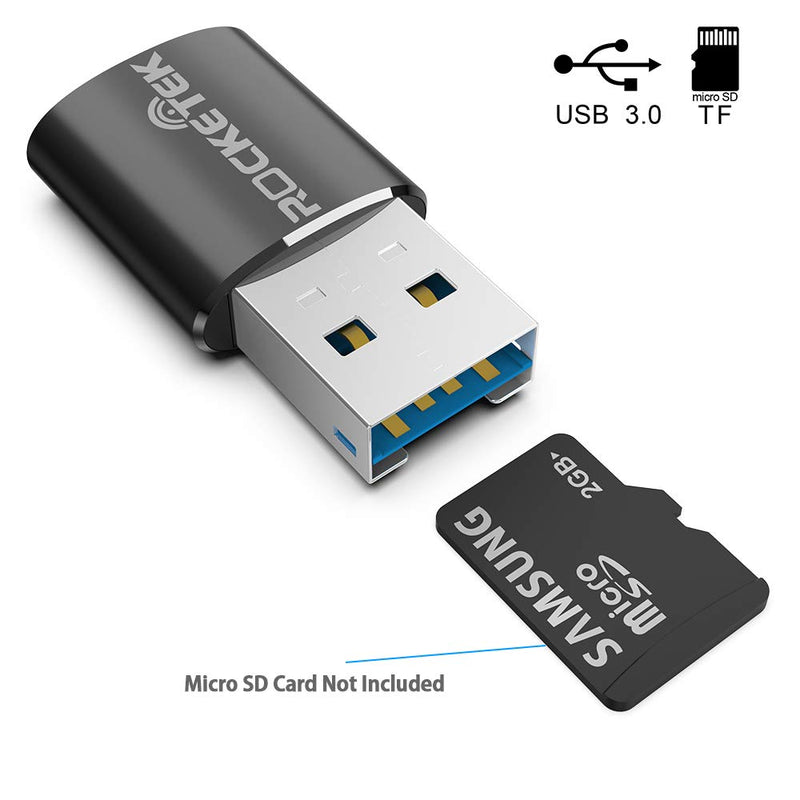 Rocketek USB 3.0 Portable TF Memory Card Reader Adapter for TF/Micro SD/Micro SDXC/Micro SDHC Card, Compatible with Windows/Mac OS/Linux