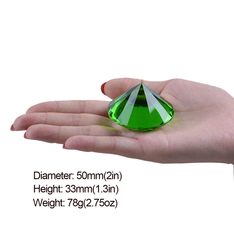 LONGWIN 50mm (2") Crystal Faceted Diamond Paperweight Wedding Favor Home Decor Green