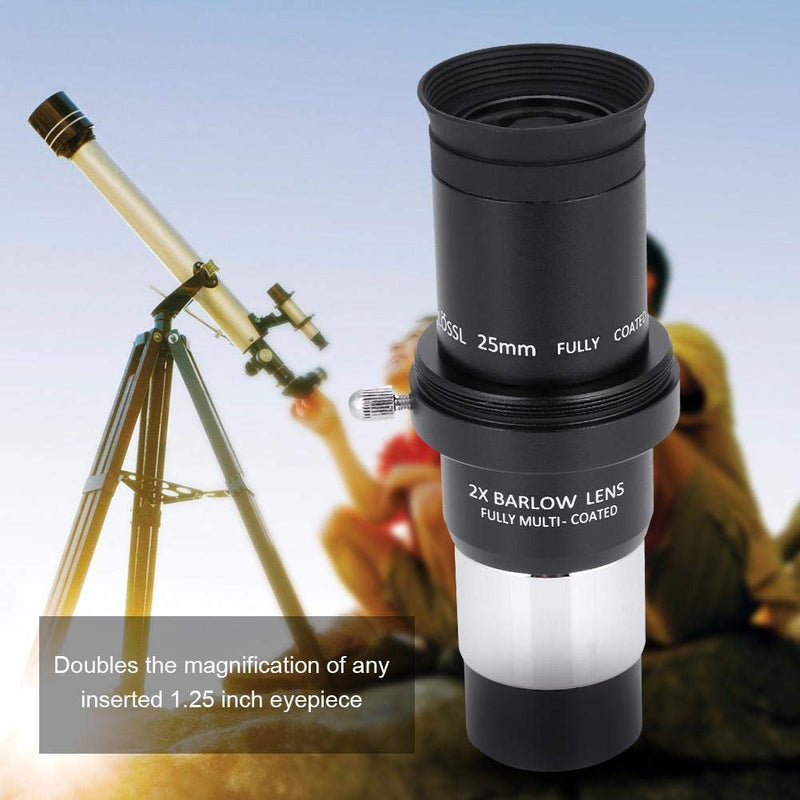 Astronomical Telescope Accessory Kit,1.25 inch Plossl Telescope Eyepiece Set 4/10/25mm + 2X Barlow Lens Kit for Astronomy