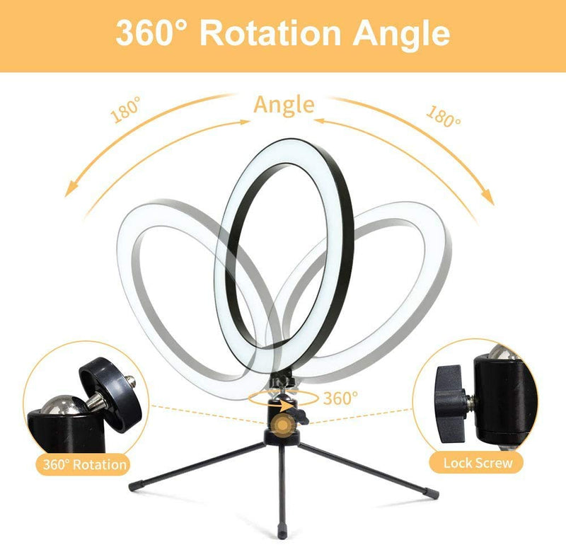 10" Selfie Ring Light LED Lamp Mini Camera Ring Lighting Kit with RGB& 3 Light Modes,Tripod Stand, Two Phone Holders,Brightness for Multi-Platforms Livestream Vlog Makeup Selfie YouTube Shooting