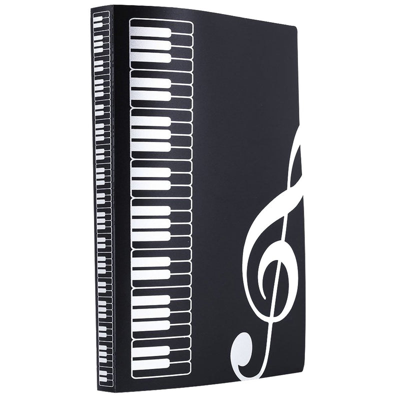 WOGOD Music Sheet File Paper Documents Storage Folder Holder Plastic.A4 Size,40 Pockets (1Black+1Transparent)