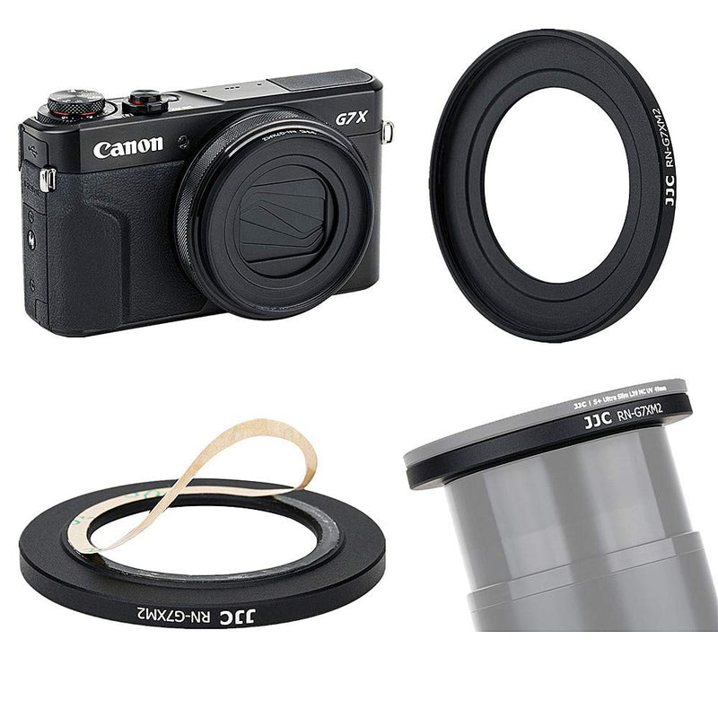 JJC Dedicated Metal 49mm Thread Filter Adapter Lens Adapter for Canon PowerShot G7X III II G5X Installing UV CPL ND Filter, Includes 49mm Snap-On Lens Cap & Cap Keeper String